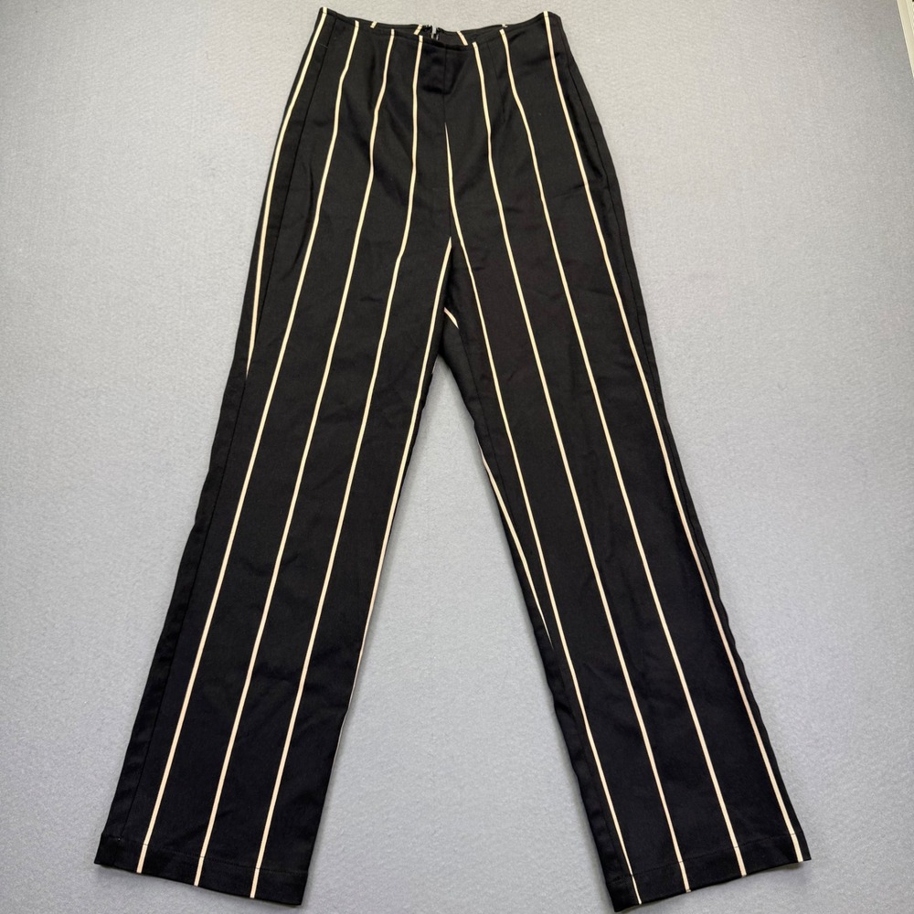 Reformation Black Pinstripe‎ High Rise Straight Leg Pants Size 2 Made in USA